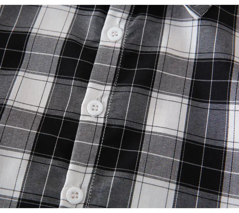 Boys Plaid Cotton Long Sleeve Shirt Spring Autumn — feature 19