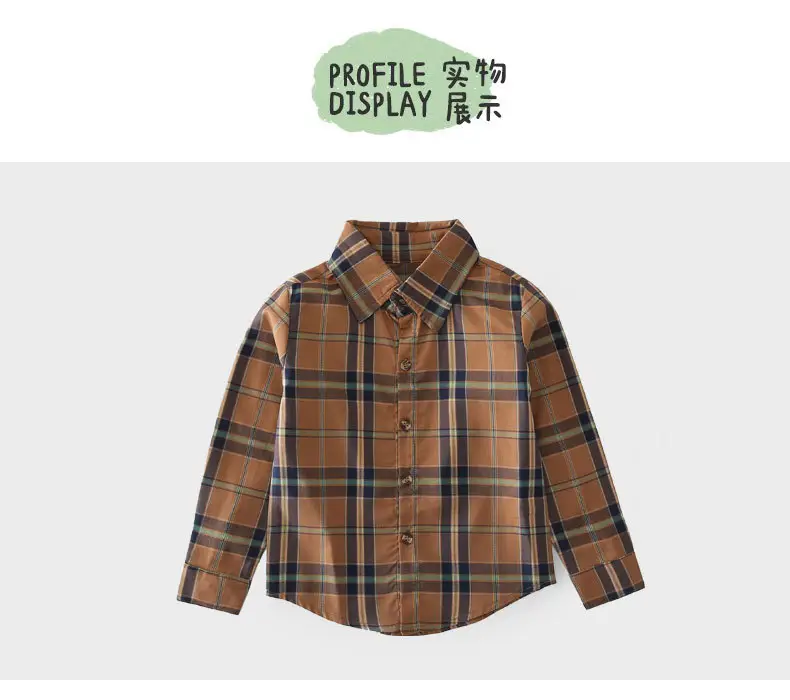 Boys Plaid Cotton Long Sleeve Shirt Spring Autumn — feature 8