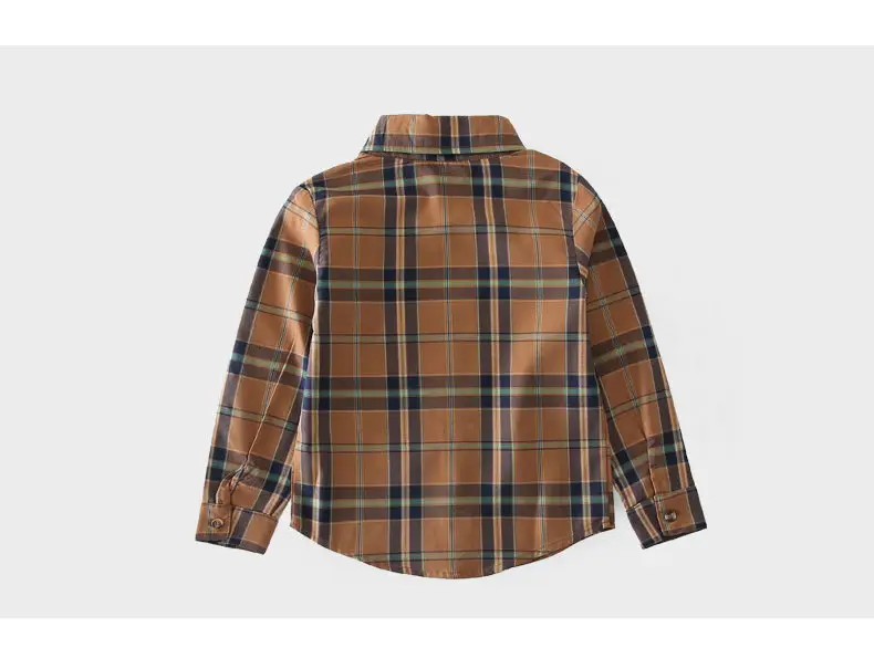 Boys Plaid Cotton Long Sleeve Shirt Spring Autumn — feature 9