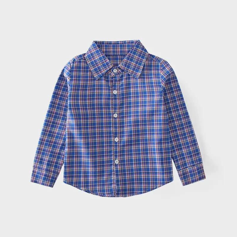 Boys Plaid Cotton Long Sleeve Shirt Spring Autumn - Image 2