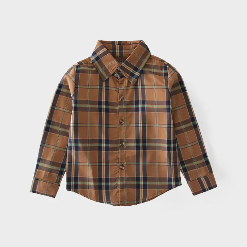Boys Plaid Cotton Long Sleeve Shirt Spring Autumn - Image 3