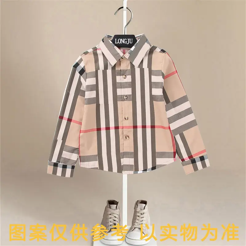 Boys Plaid Cotton Long Sleeve Shirt Spring Autumn - Image 4