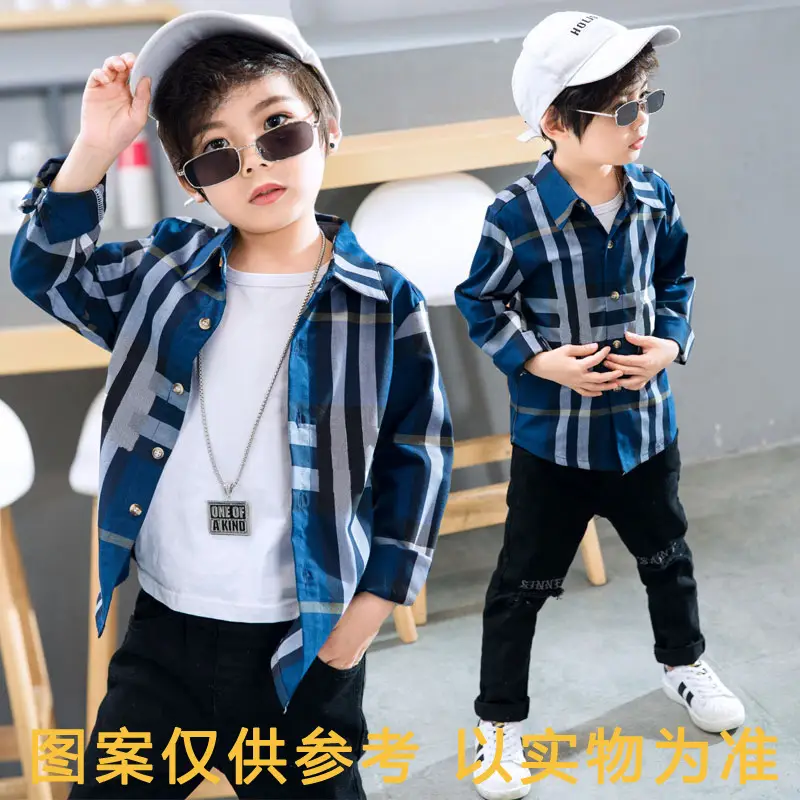 Boys Plaid Cotton Long Sleeve Shirt Spring Autumn - Image 5