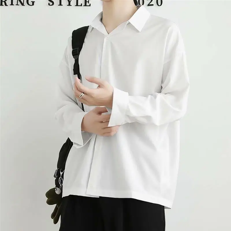 Men Grey Silk Button Shirt Long Sleeve - Image 6