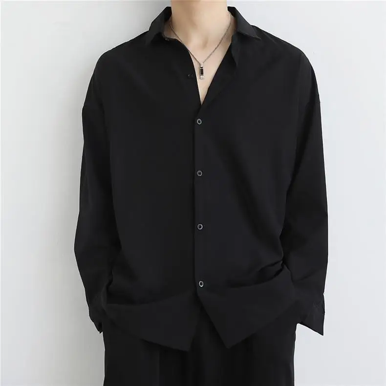Men Grey Silk Button Shirt Long Sleeve — feature 2