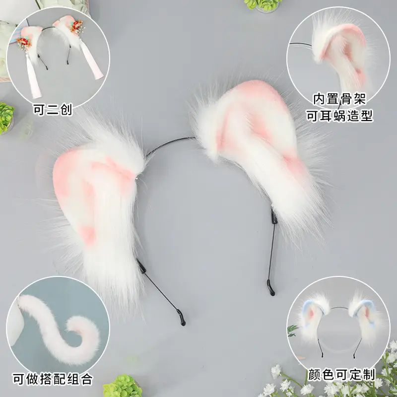 Blue Faux Fur Cat Ears Headband for Girls - Image 13