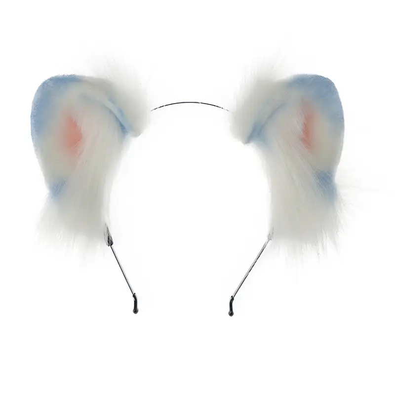 Blue Faux Fur Cat Ears Headband for Girls - Image 16