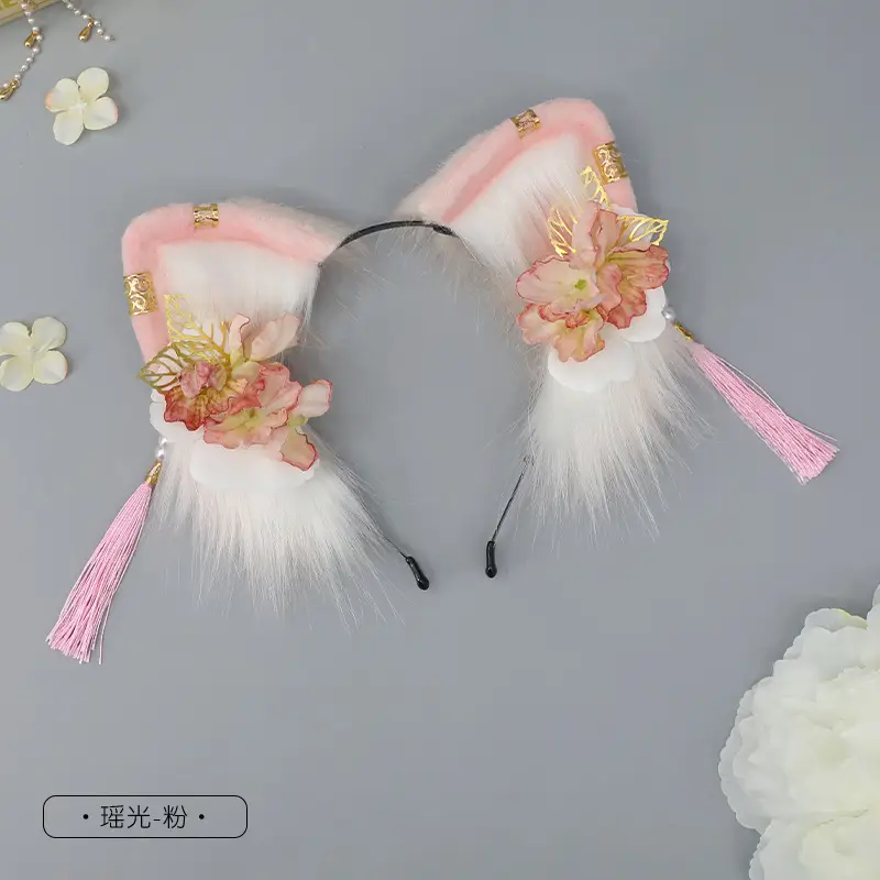 Blue Faux Fur Cat Ears Headband for Girls - Image 10