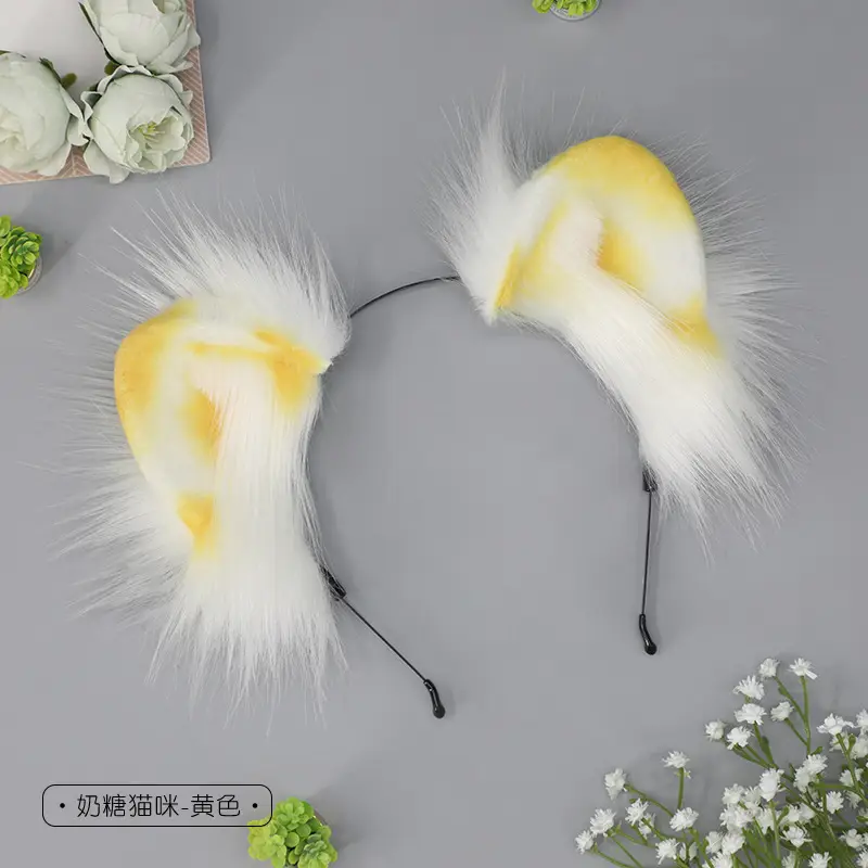 Blue Faux Fur Cat Ears Headband for Girls - Image 2