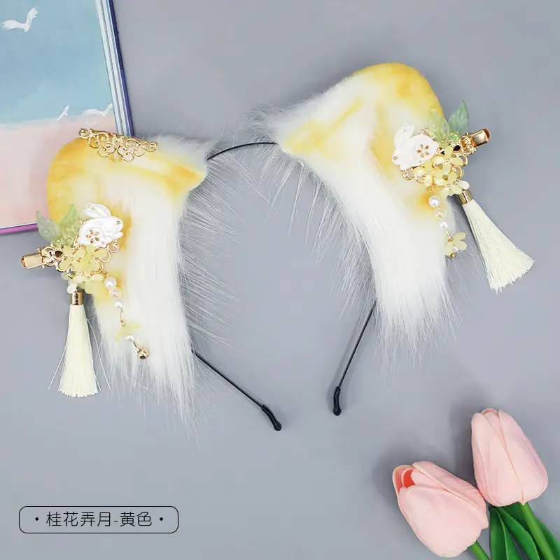 Blue Faux Fur Cat Ears Headband for Girls - Image 7
