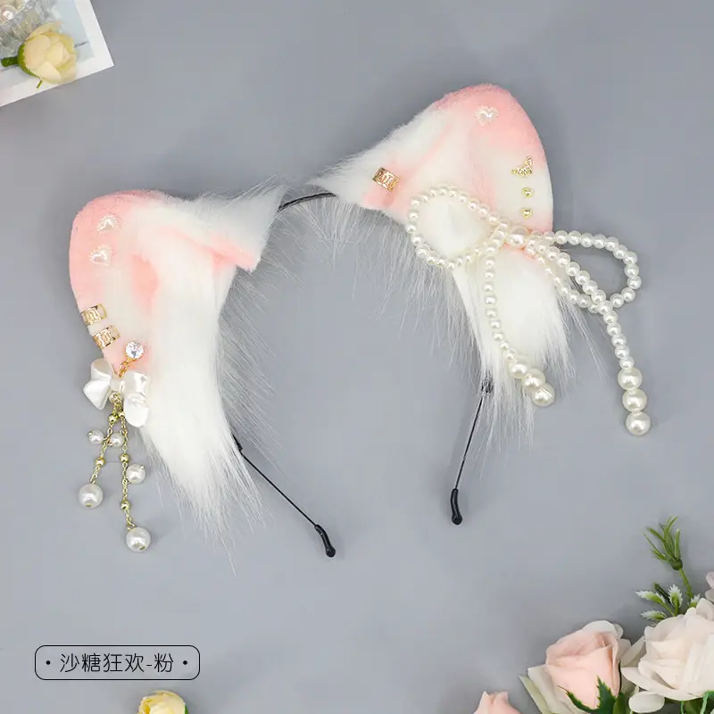 Blue Faux Fur Cat Ears Headband for Girls - Image 8