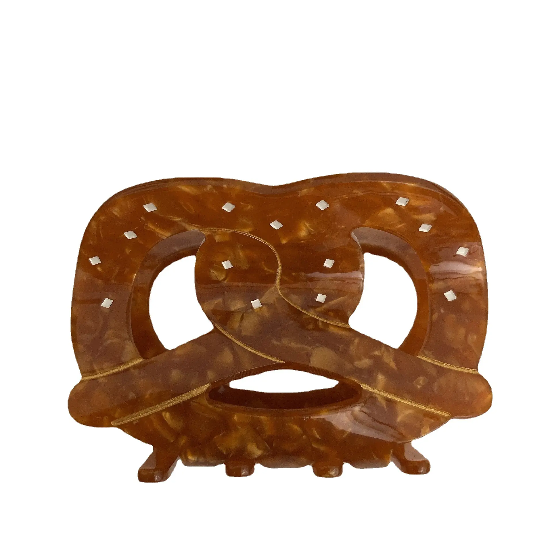 Vintage Wooden Hair Clip Bow Ring with Heart Design - Image 8