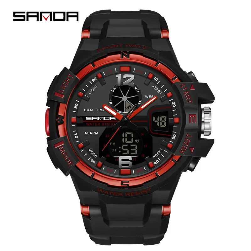 Couple Waterproof Sports Watches Black Multi-Function Electronic - Image 3