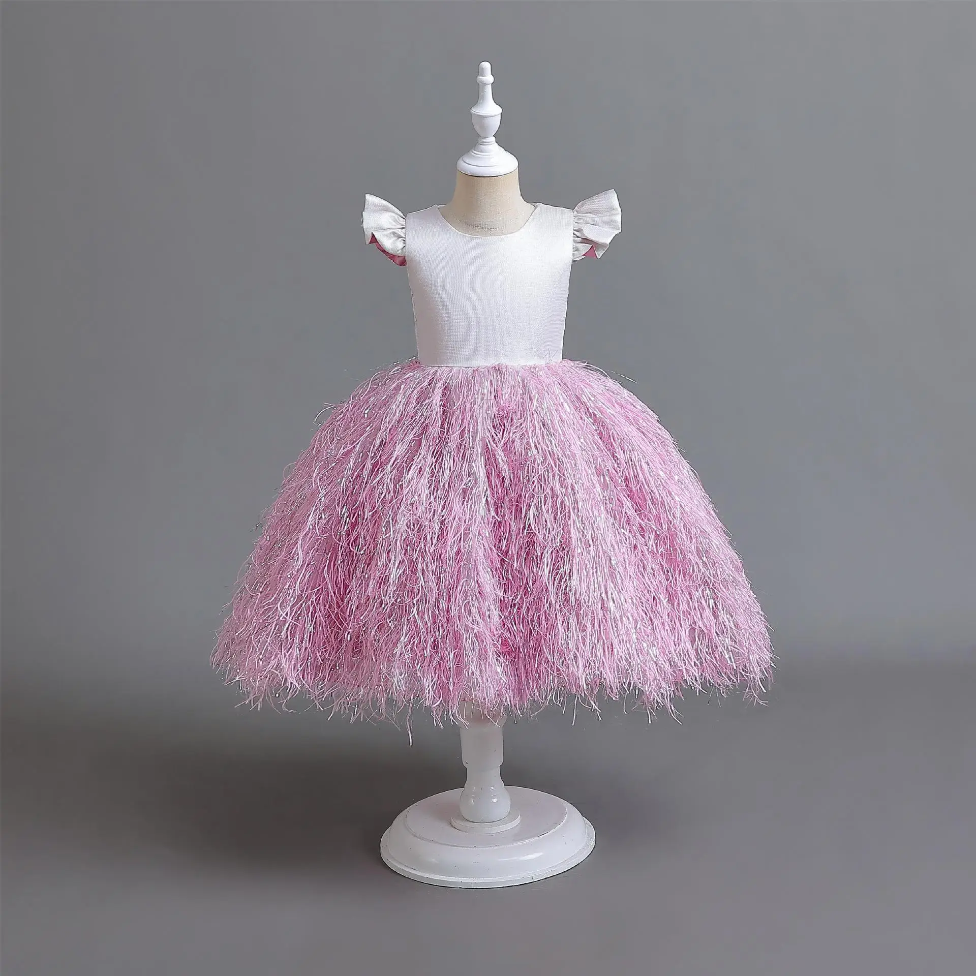 White Turquoise Turule Dress for Little Girls — feature 10