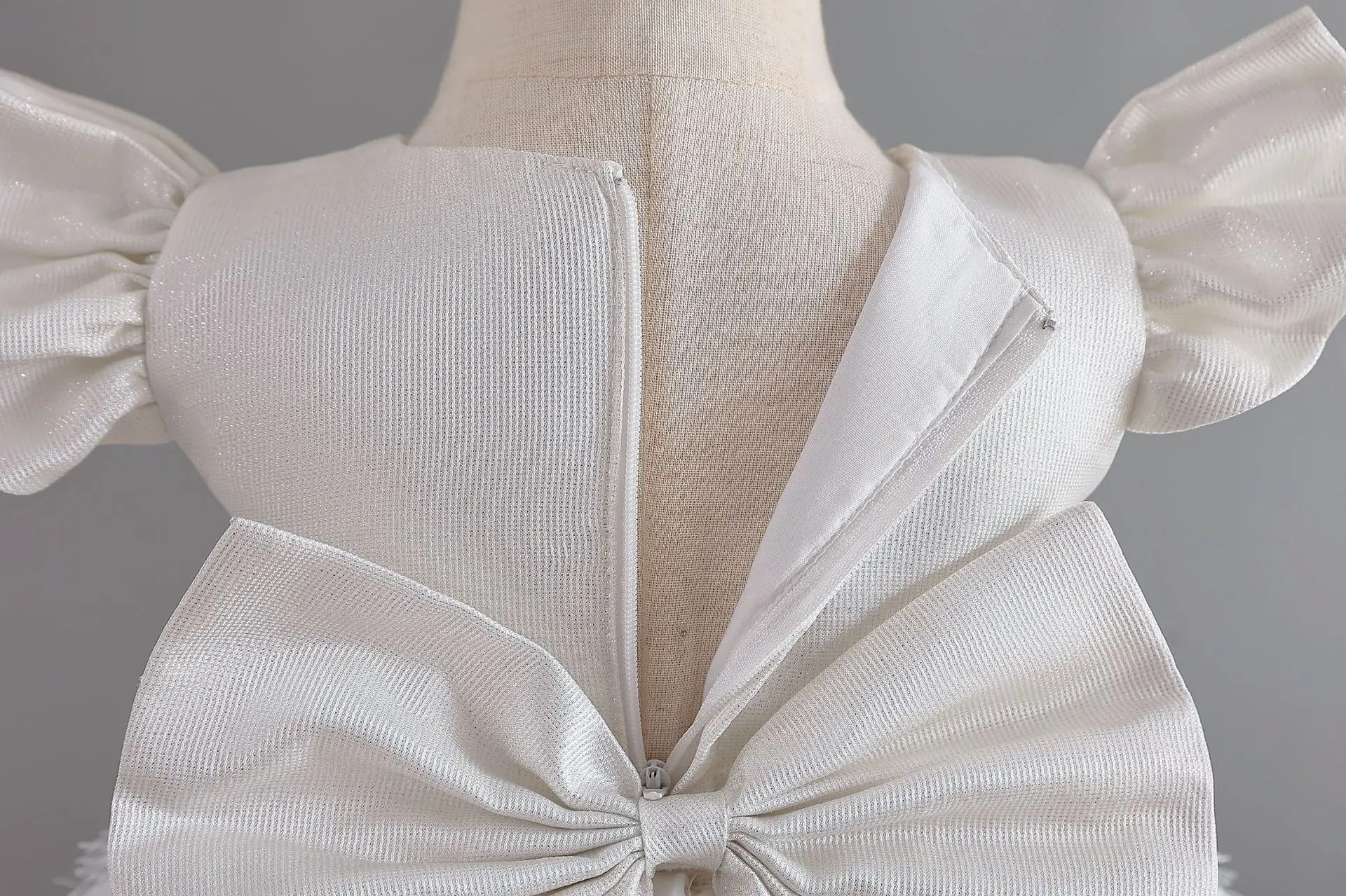 White Turquoise Turule Dress for Little Girls — feature 12