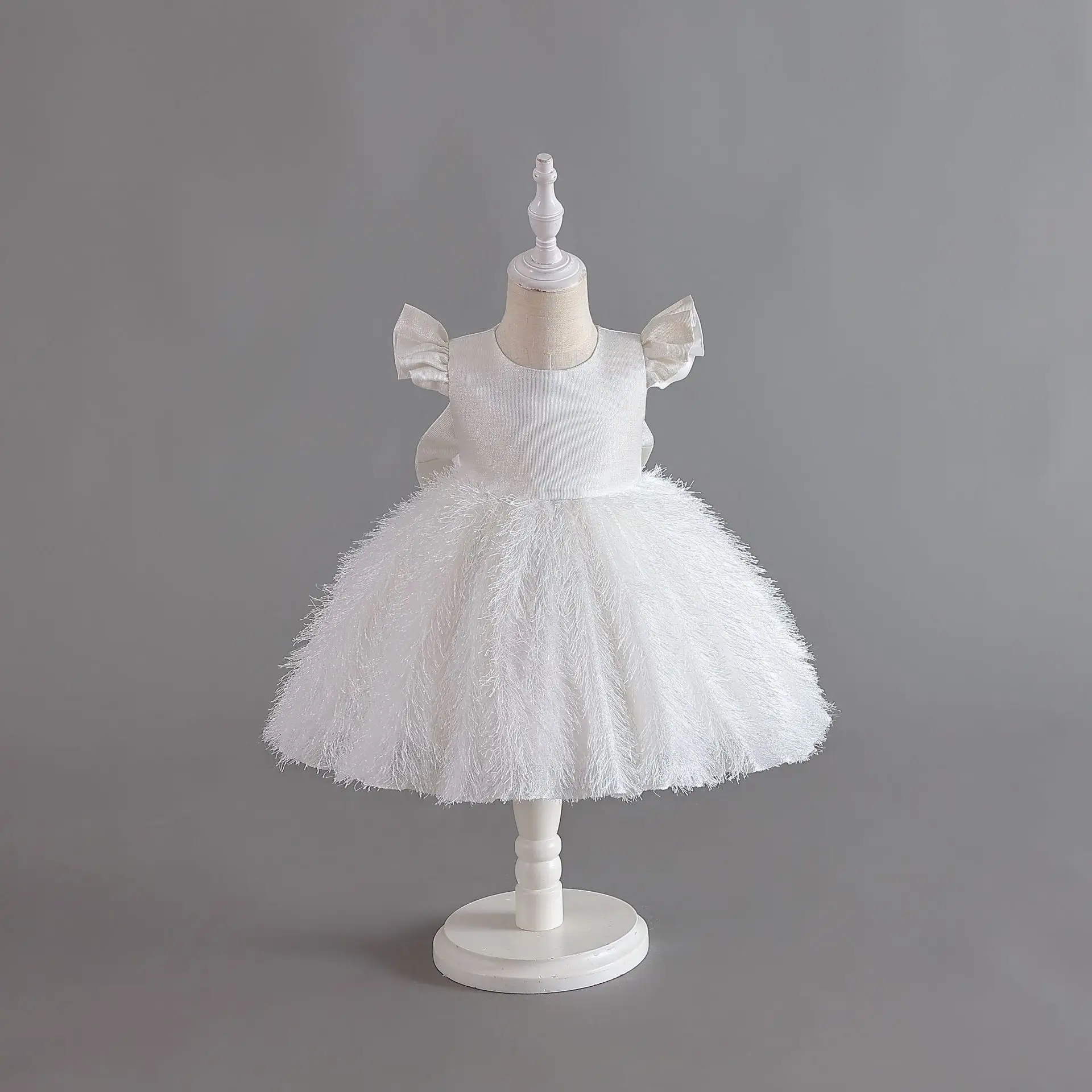 White Turquoise Turule Dress for Little Girls — feature 6