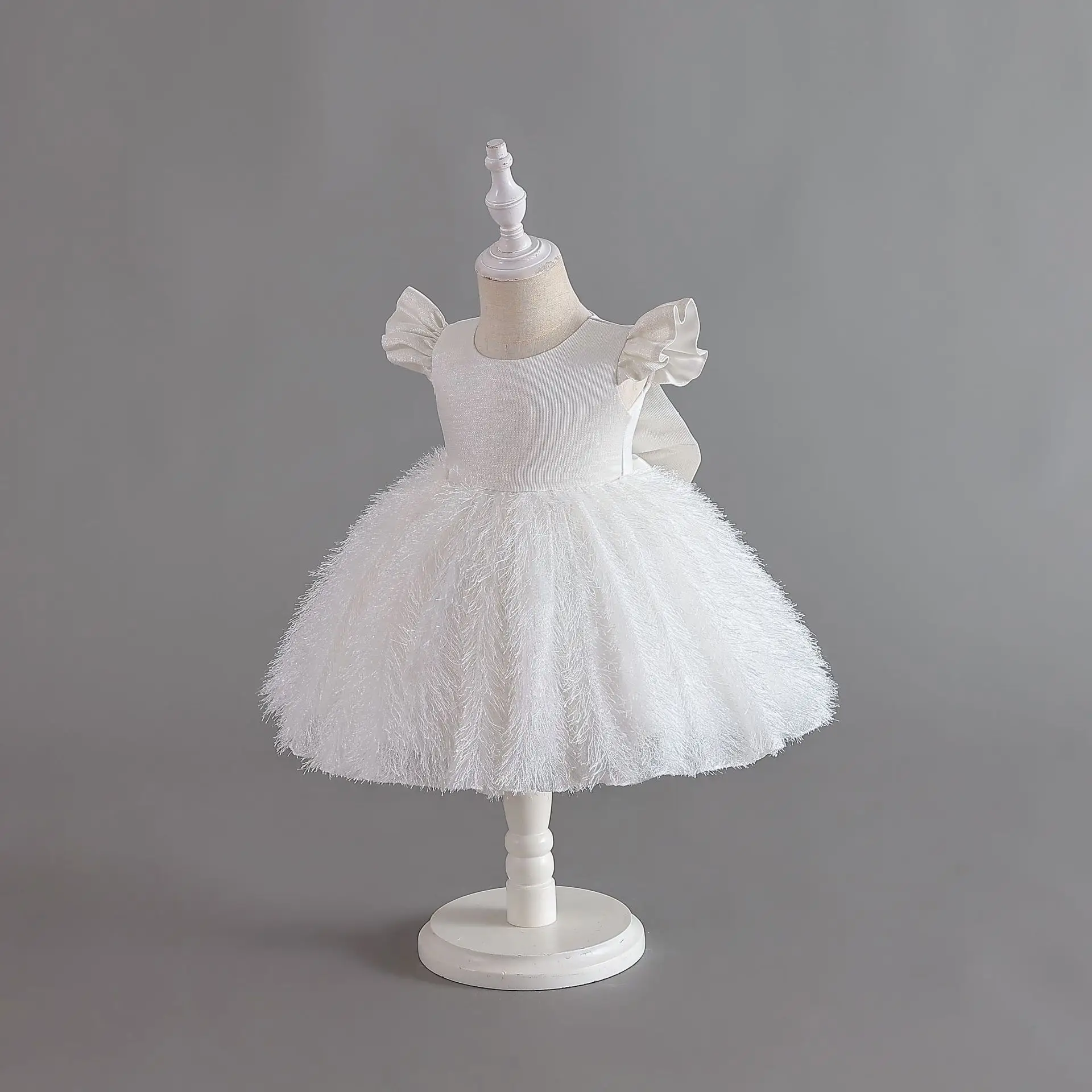 White Turquoise Turule Dress for Little Girls — feature 7
