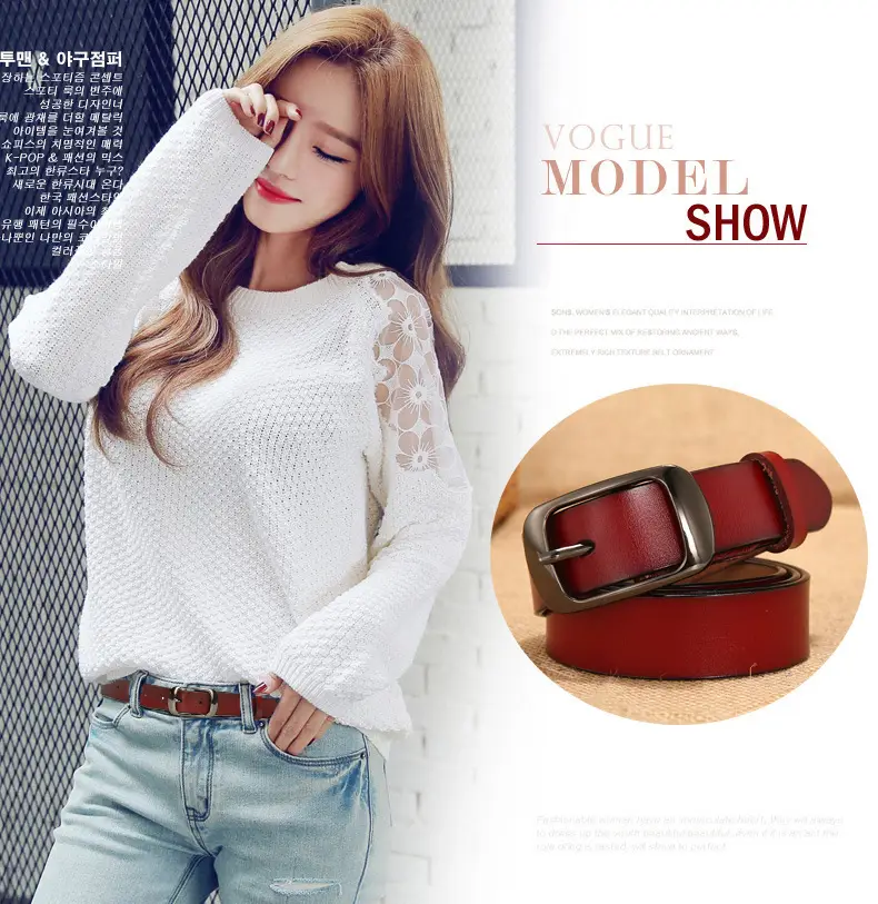 Women's Genuine Leather Belt with Pin Buckle, One-Piece Drop Shipping β feature 3