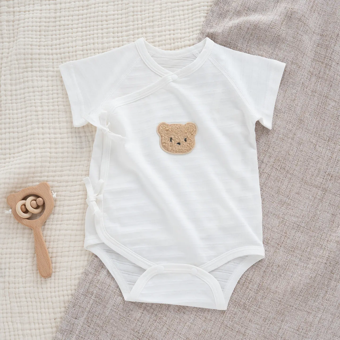 Newborn Pure Cotton Triangle Romper with Heart Neck - Image 5