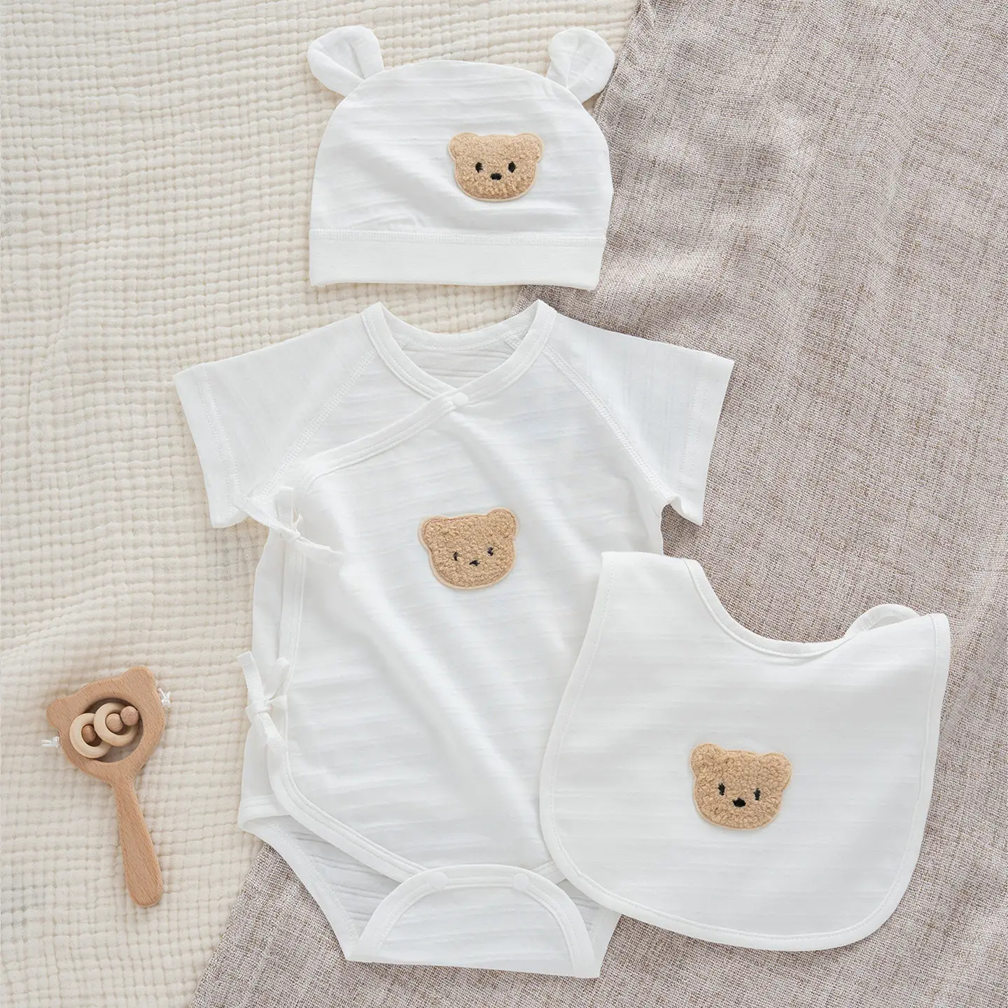 Newborn Pure Cotton Triangle Romper with Heart Neck - Image 6