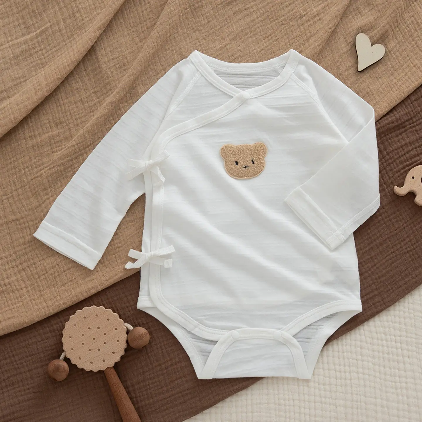 Newborn Pure Cotton Triangle Romper with Heart Neck - Image 7