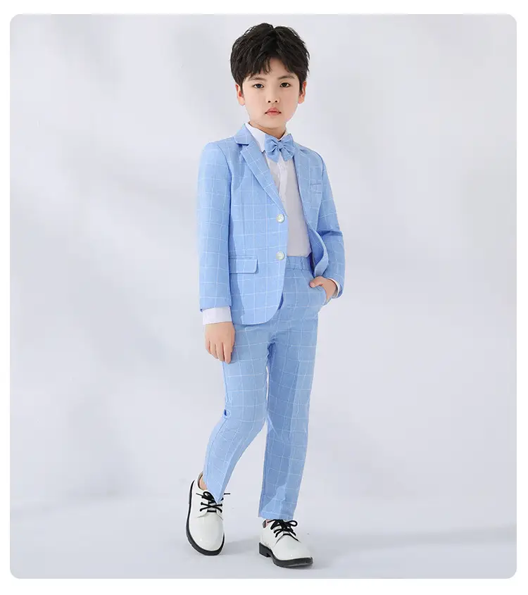 Children's Light Blue Suit Dress Boy's Spring Autumn Performance Suit — feature 19