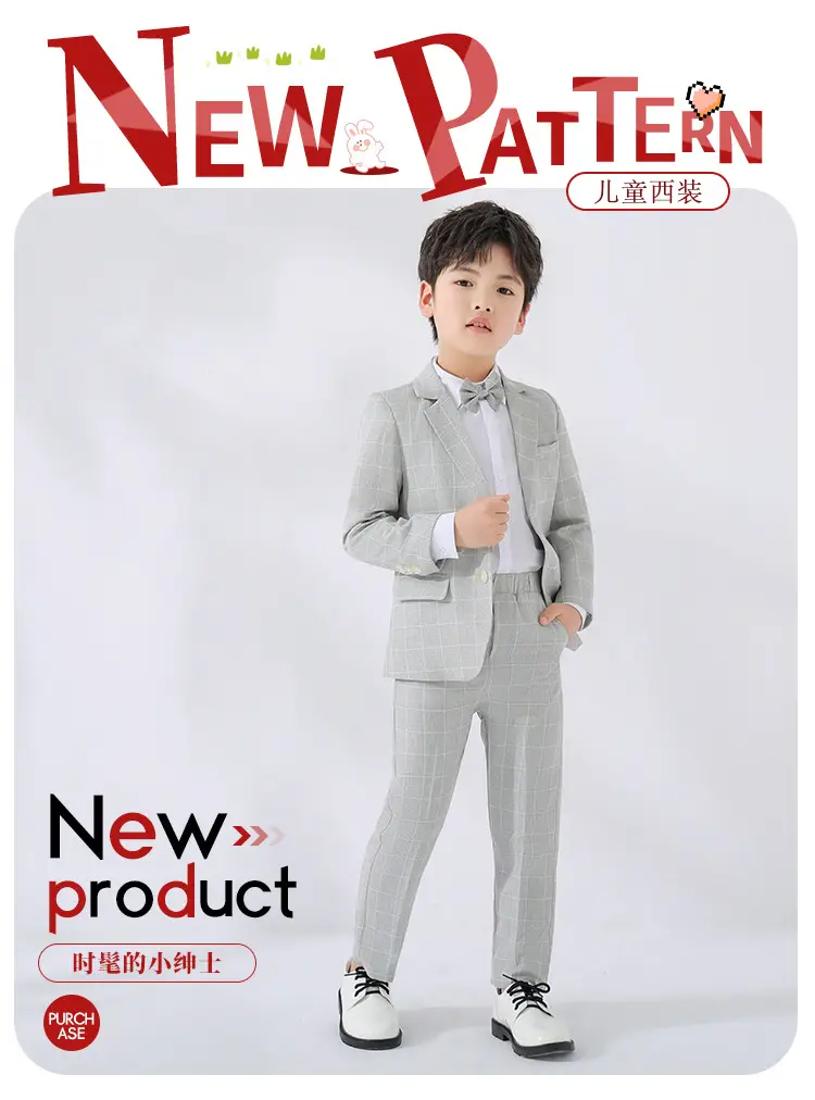 Children's Light Blue Suit Dress Boy's Spring Autumn Performance Suit — feature 2