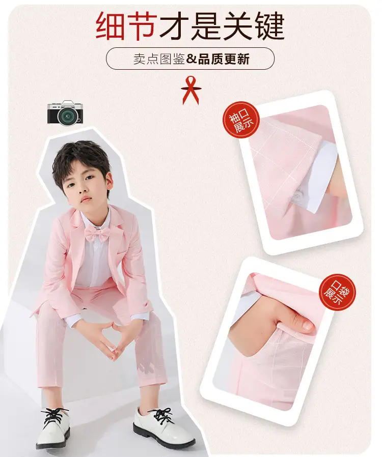 Children's Light Blue Suit Dress Boy's Spring Autumn Performance Suit — feature 5