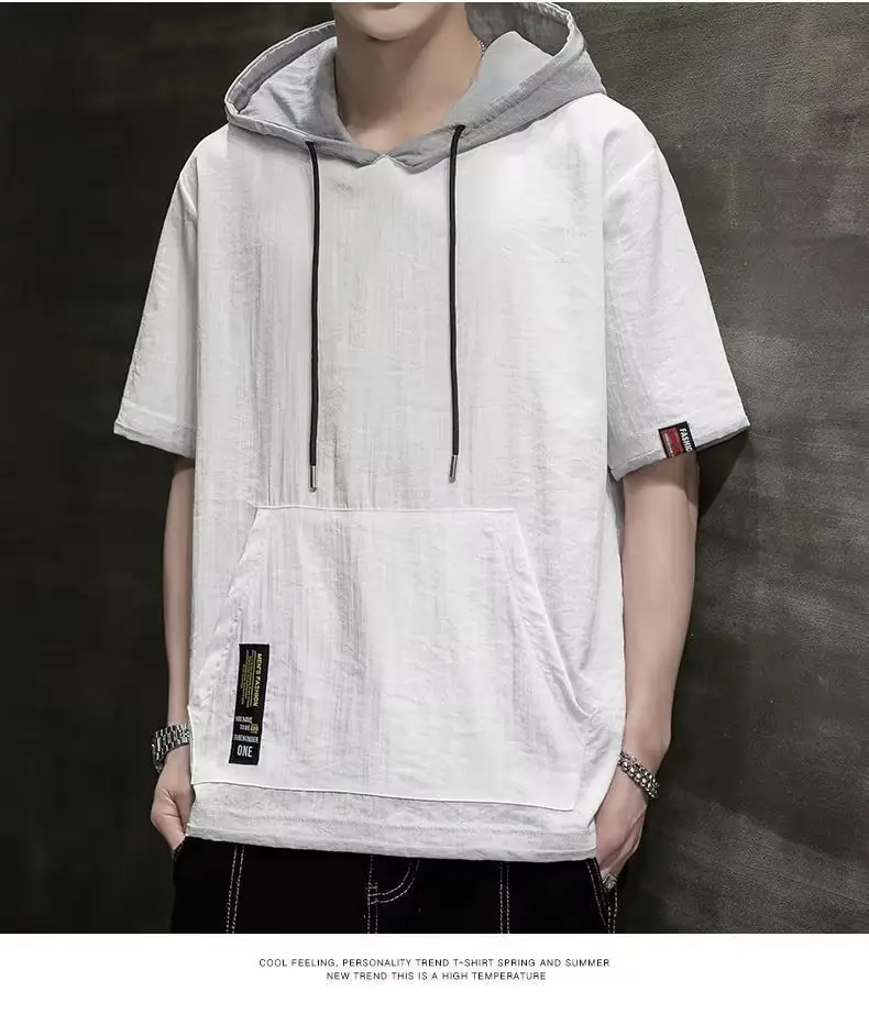 Men Ice Silk Hooded T-Shirt Summer Wear — feature 30