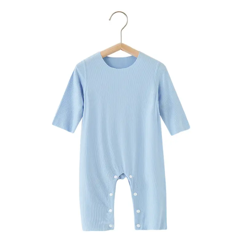 Baby's Green Striped Summer Jumpsuit Modal Fabric - Image 11