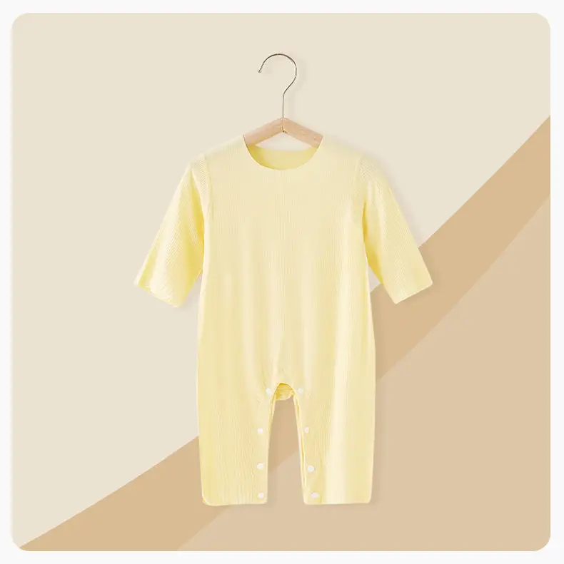 Baby's Green Striped Summer Jumpsuit Modal Fabric — feature 10