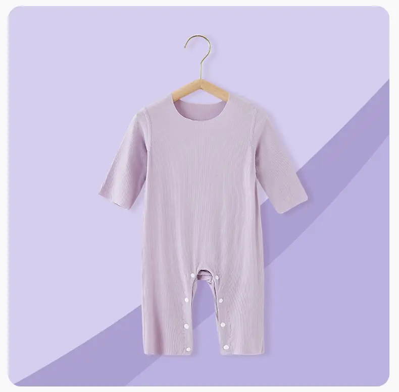 Baby's Green Striped Summer Jumpsuit Modal Fabric — feature 11
