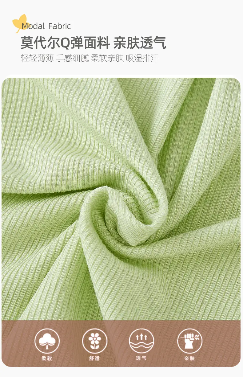 Baby's Green Striped Summer Jumpsuit Modal Fabric — feature 3