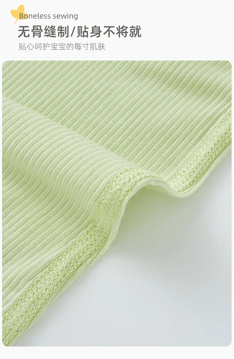 Baby's Green Striped Summer Jumpsuit Modal Fabric — feature 5