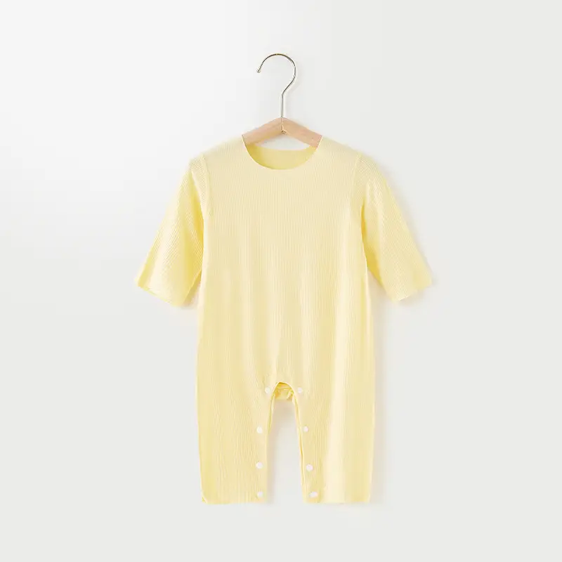 Baby's Green Striped Summer Jumpsuit Modal Fabric - Image 2