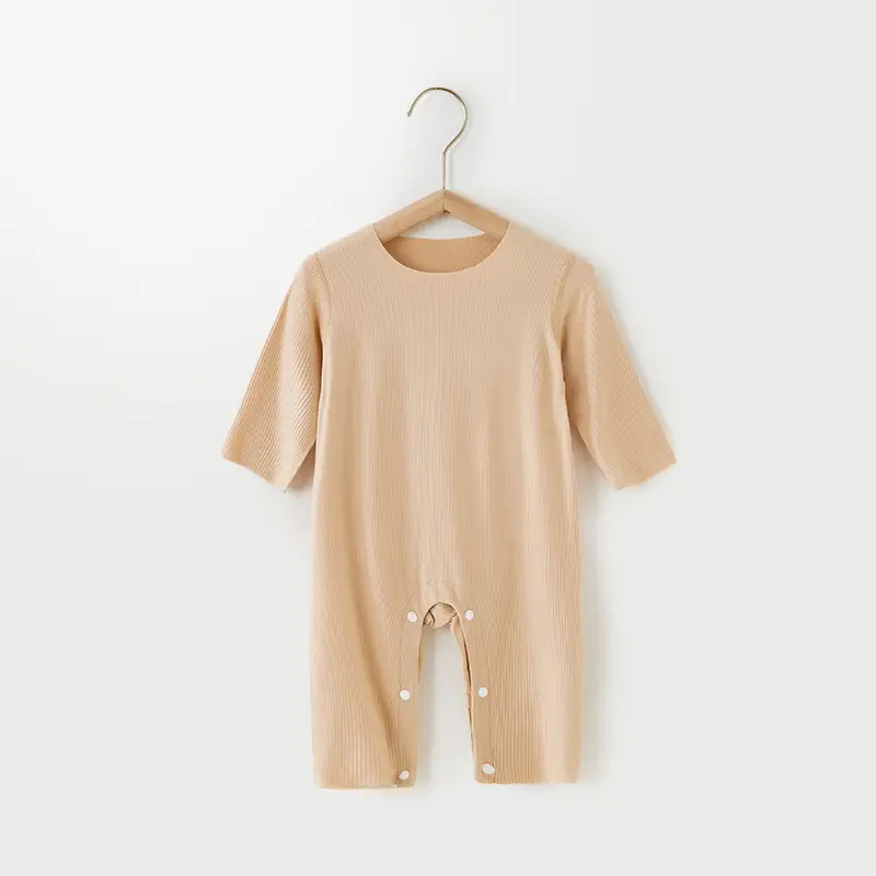 Baby's Green Striped Summer Jumpsuit Modal Fabric - Image 3