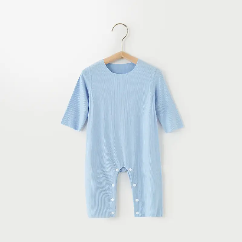 Baby's Green Striped Summer Jumpsuit Modal Fabric - Image 4