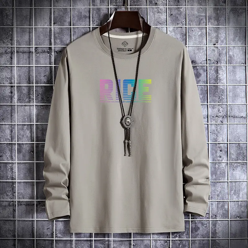 Men Long Sleeve T-Shirt "RIDE" Graphic Beige - Image 9