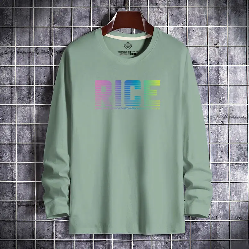 Men Long Sleeve T-Shirt "RIDE" Graphic Beige - Image 2