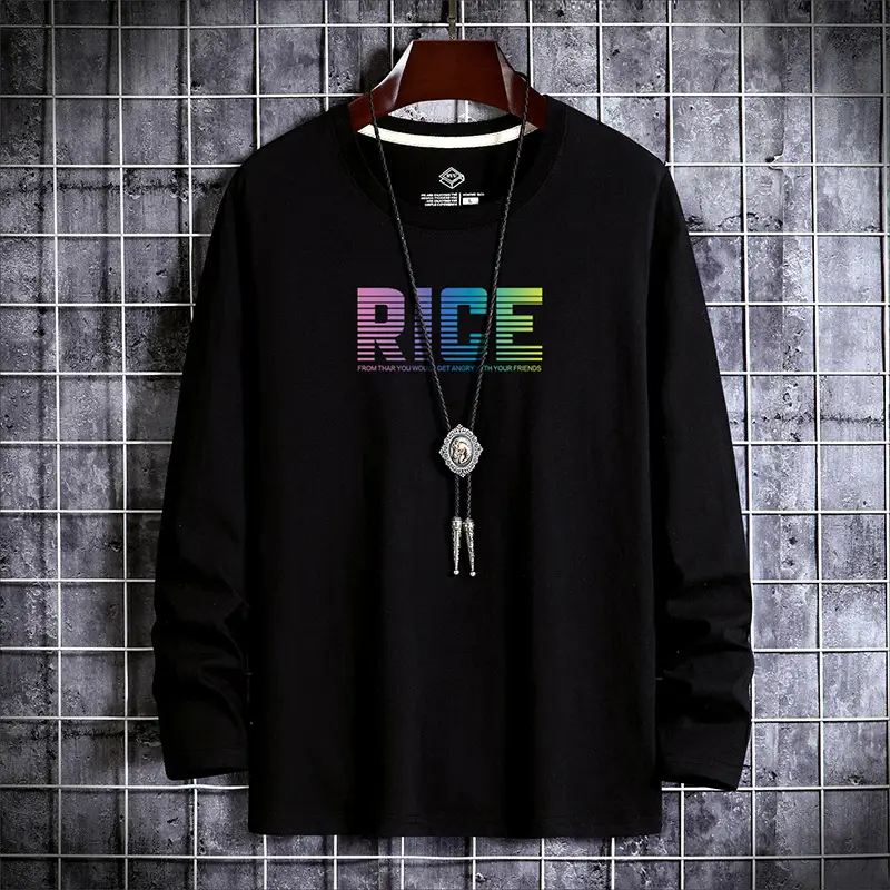 Men Long Sleeve T-Shirt "RIDE" Graphic Beige - Image 3