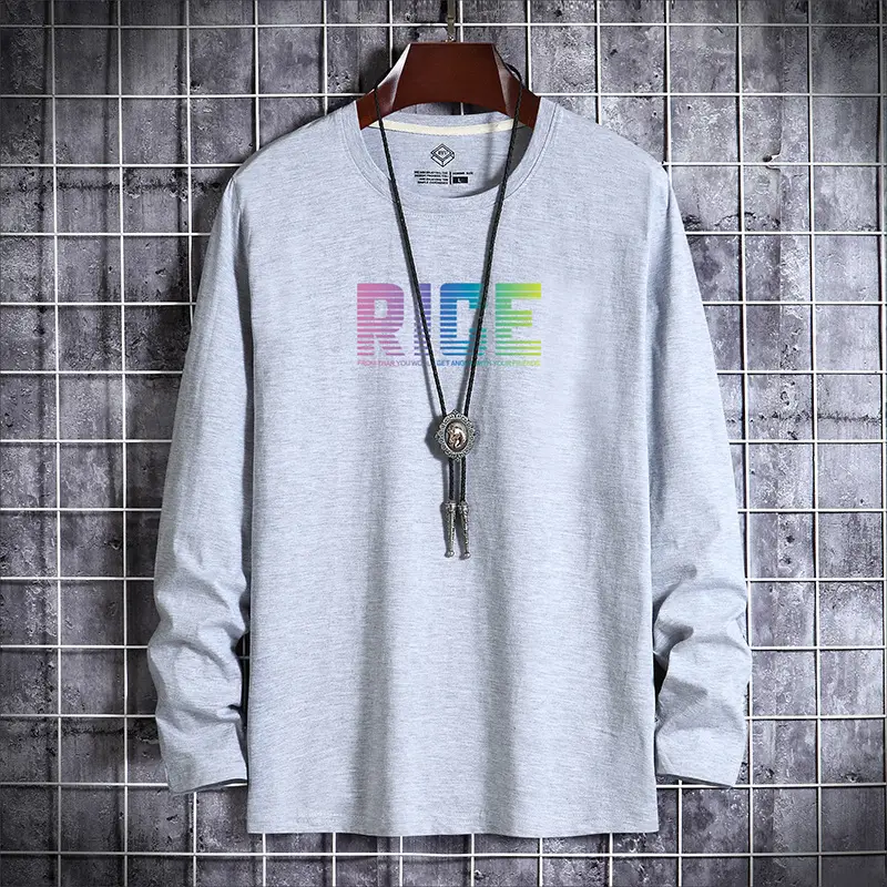 Men Long Sleeve T-Shirt "RIDE" Graphic Beige - Image 4