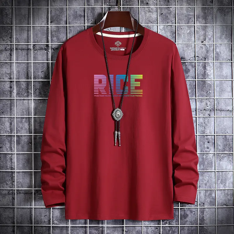 Men Long Sleeve T-Shirt "RIDE" Graphic Beige - Image 5