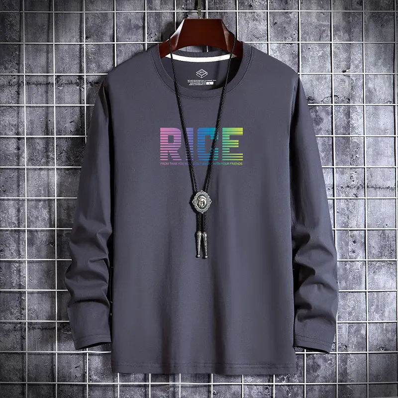 Men Long Sleeve T-Shirt "RIDE" Graphic Beige - Image 7