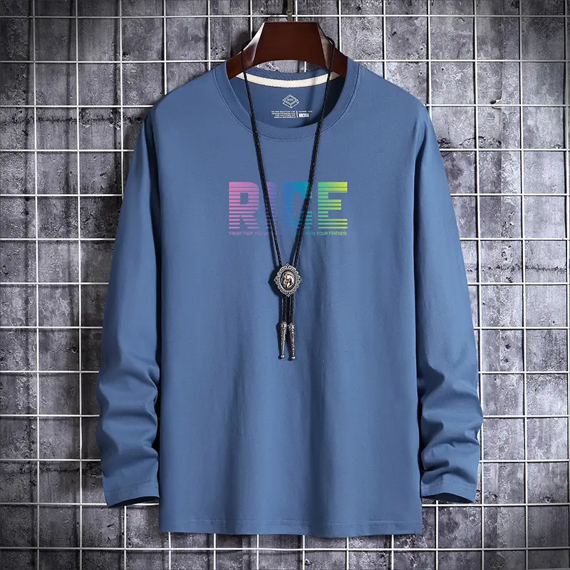 Men Long Sleeve T-Shirt "RIDE" Graphic Beige - Image 8