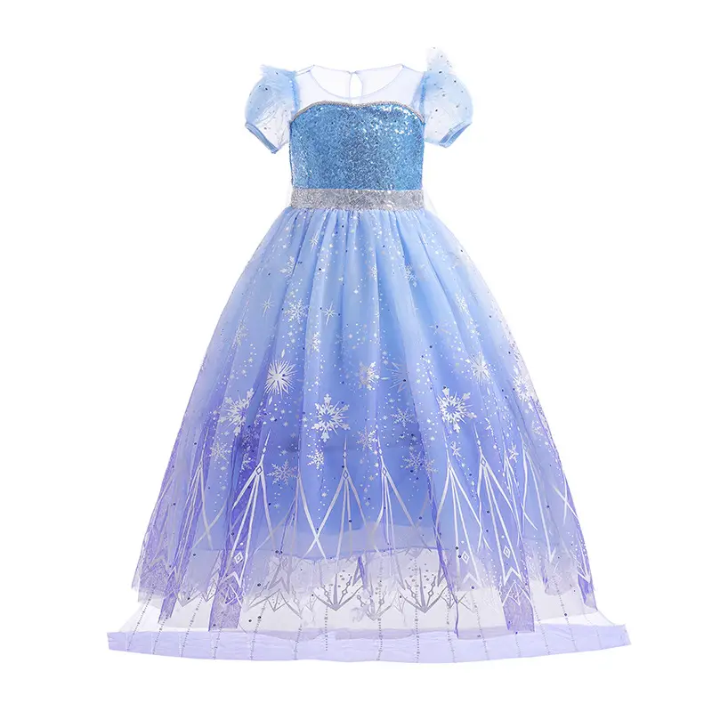 2023 Elsa Princess Dress Blue Puff Fairy Dress - Image 3