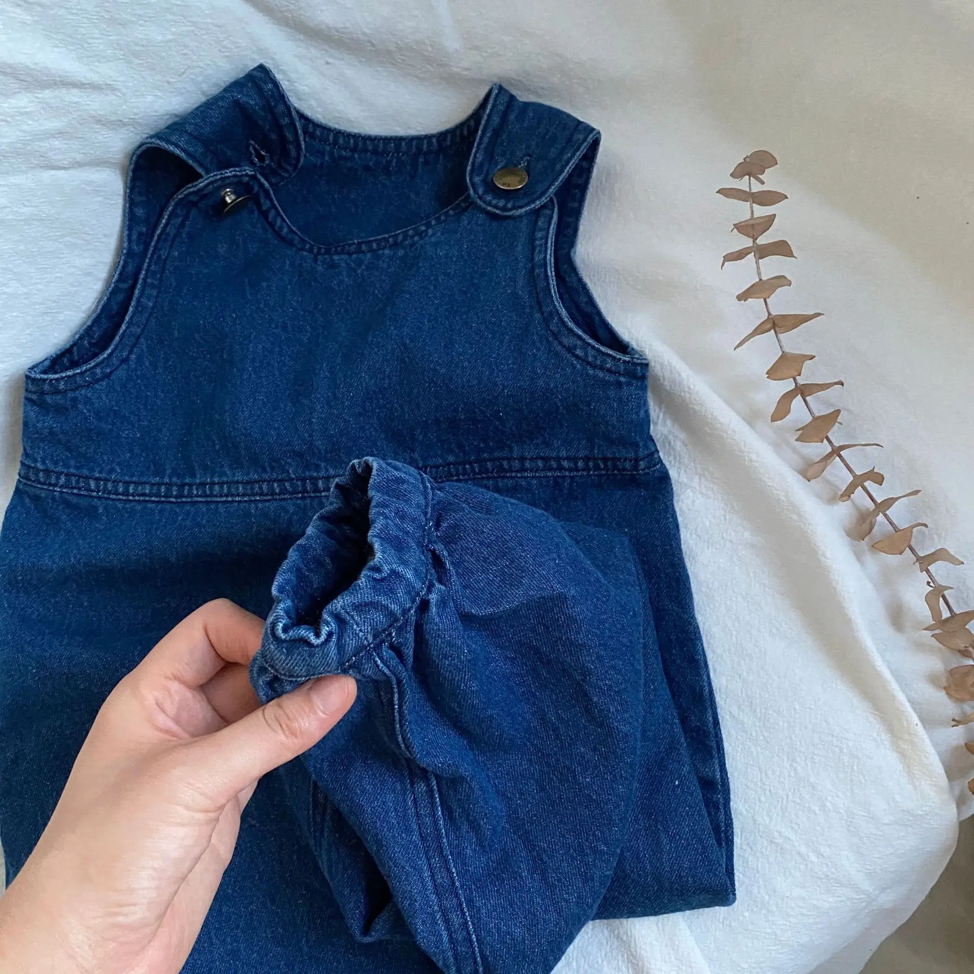 Blue Korean Style Denim Jumpsuit for Boys Girls - Image 3