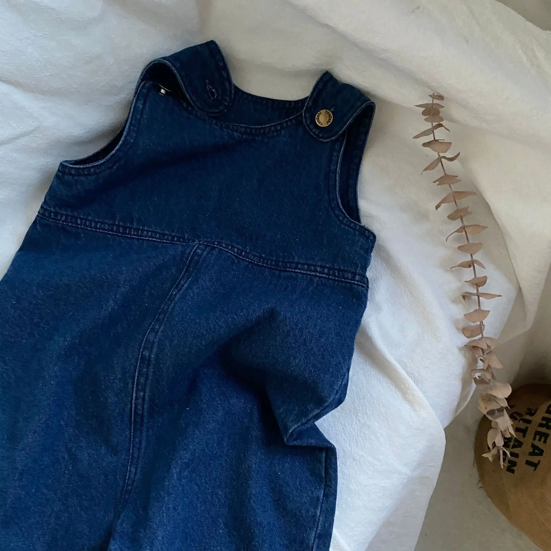 Blue Korean Style Denim Jumpsuit for Boys Girls - Image 4