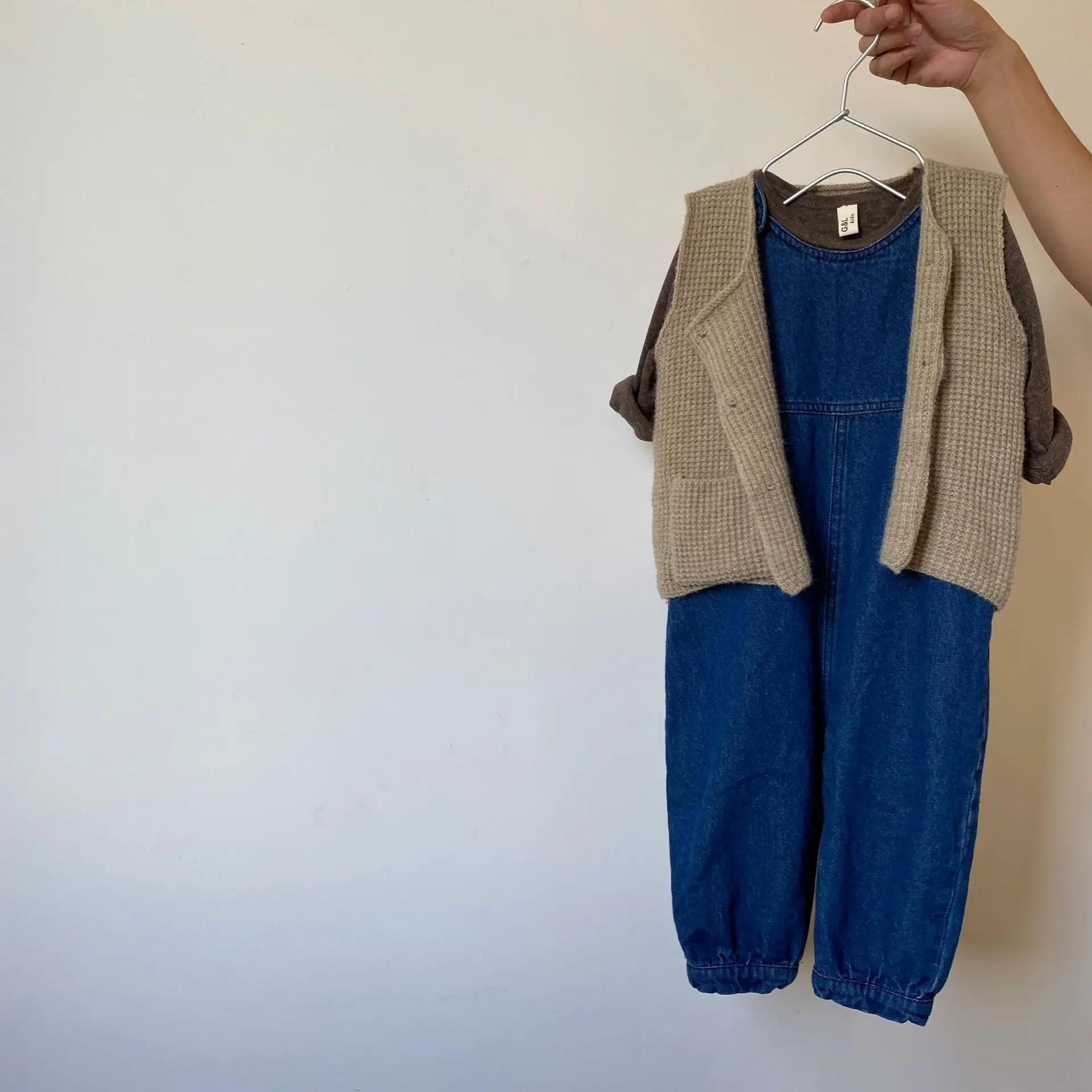 Blue Korean Style Denim Jumpsuit for Boys Girls - Image 5