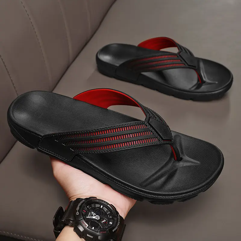 Men Black Stripe Flip Flops 39-45