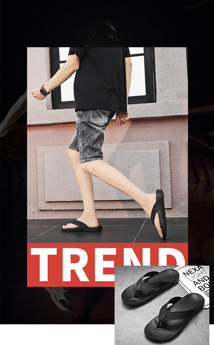 Men Black Stripe Flip Flops 39-45 — feature 1